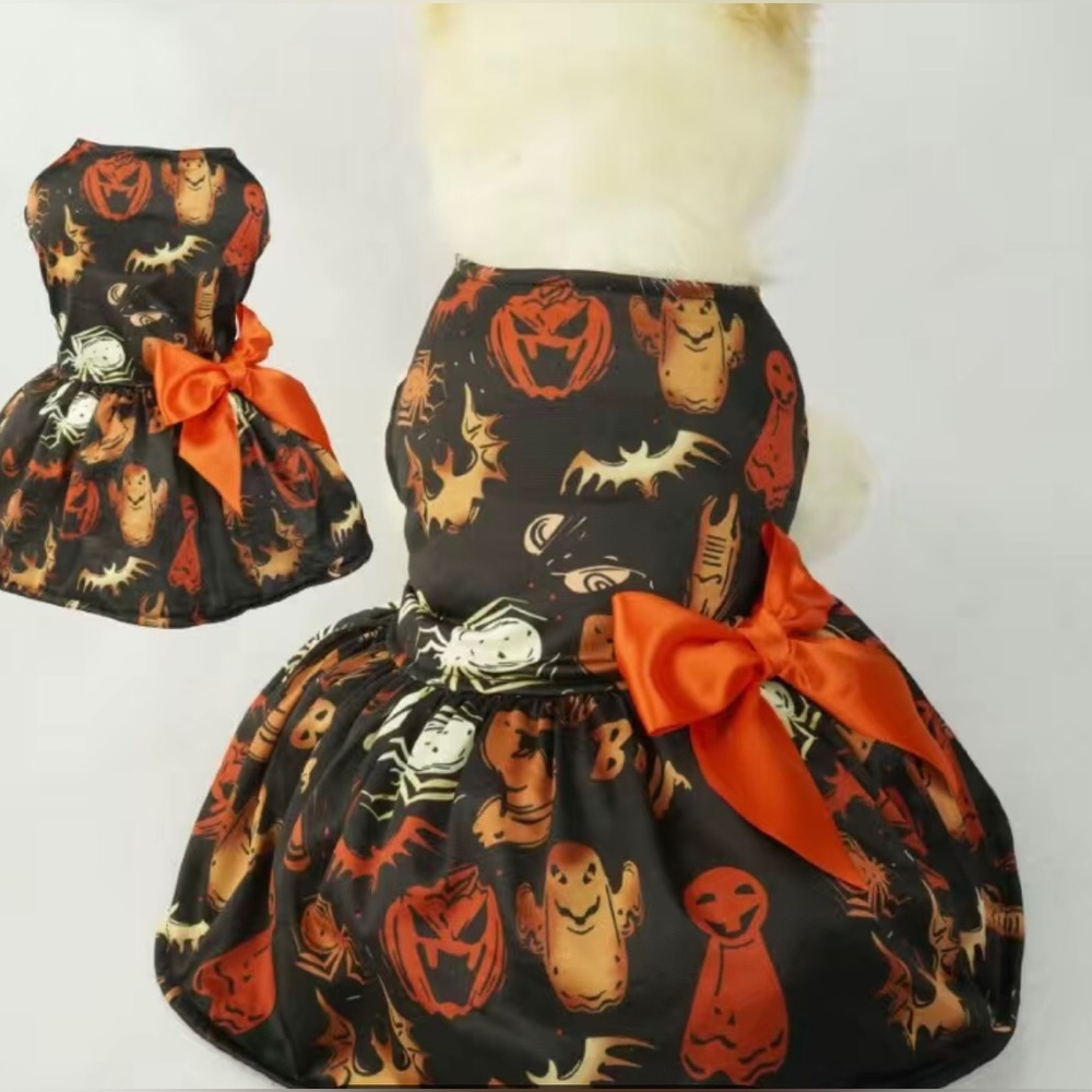 Halloween Costume for Fur Baby. Dog Dress.With Bow Size Medium M